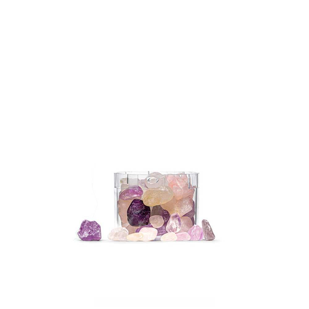 Filtre en couches : cristal de roche, améthyste et quartz rose